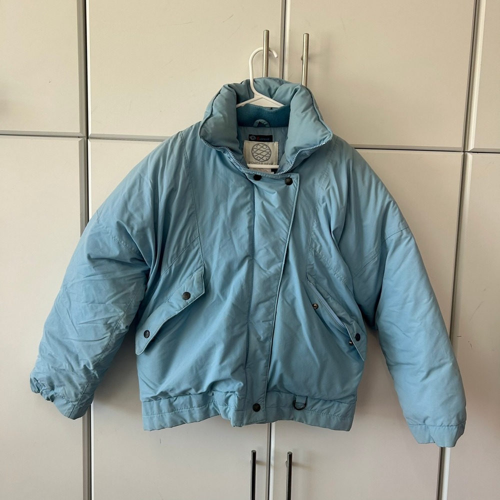 Powder Ridge Vintage Light Blue Puffer Ski Jacket Entrant Fabric Mens Medium